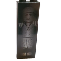 1x2x5 Stein/Wand mit Noppenhalter innen with Han Solo in Carbonite Pattern bedruckt schwarz black