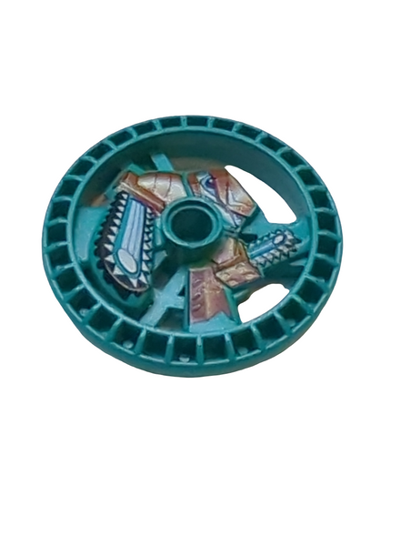 5x5 Technik Disk - RoboRider Talisman Rad, Kettensägen-Form mit Robotermuster türkis dark turquoise