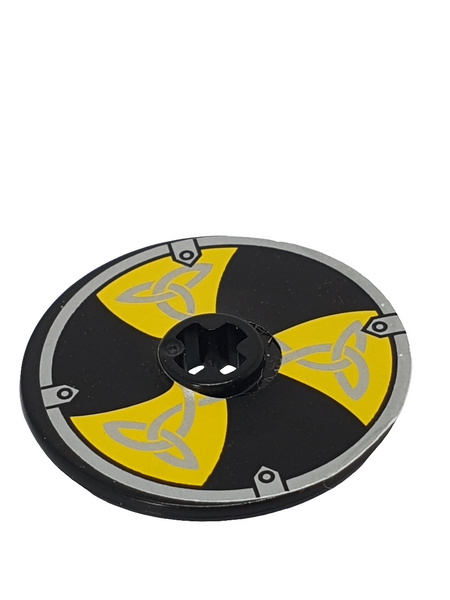 3x3 Technik Scheibe beklebt with Viking Shield Black / Yellow 6 Section Pattern (Sticker) - Sets 7016 / 7019 schwarz black