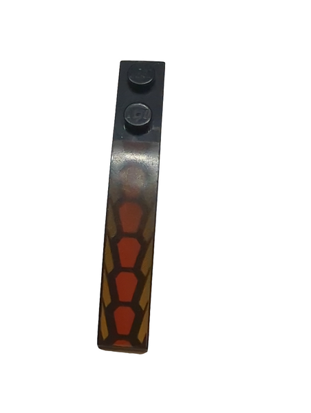 1x6 Bogenstein bedruckt Repeating Dark Red and Medium Orange Hexagonal Scale Pattern schwarz