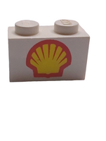 1x2 Stein bedruckt mit Shell Logo I Pattern weiß