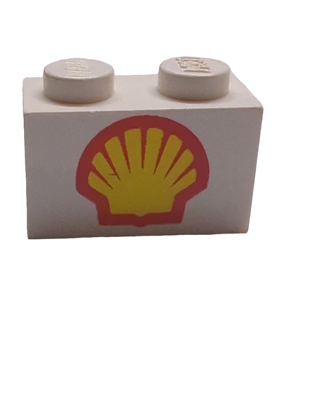 1x2 Stein bedruckt mit Shell Logo I Pattern weiß