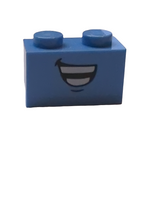 1x2 Stein bedruckt mit Open Mouth Laugh Pattern mittelbau medium blue