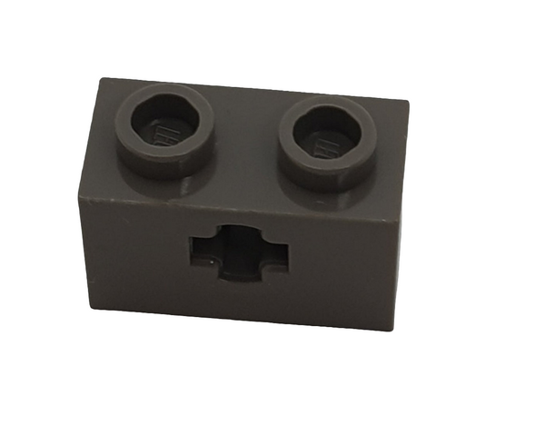 1x2 Technik Stein mit Achsenloch ( + Öffnung, Side Support) altdunkelgrau dark gray