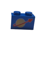 1x2 Stein bedruckt mit Classic Space Logo Pattern blau blue