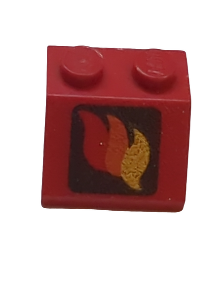 2x2 Dachstein 45° bedruckt mit Classic Fire Logo Pattern rot red