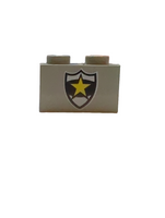 1x2 Stein bedruckt mit Police Yellow Star Badge Pattern althellgrau light gray