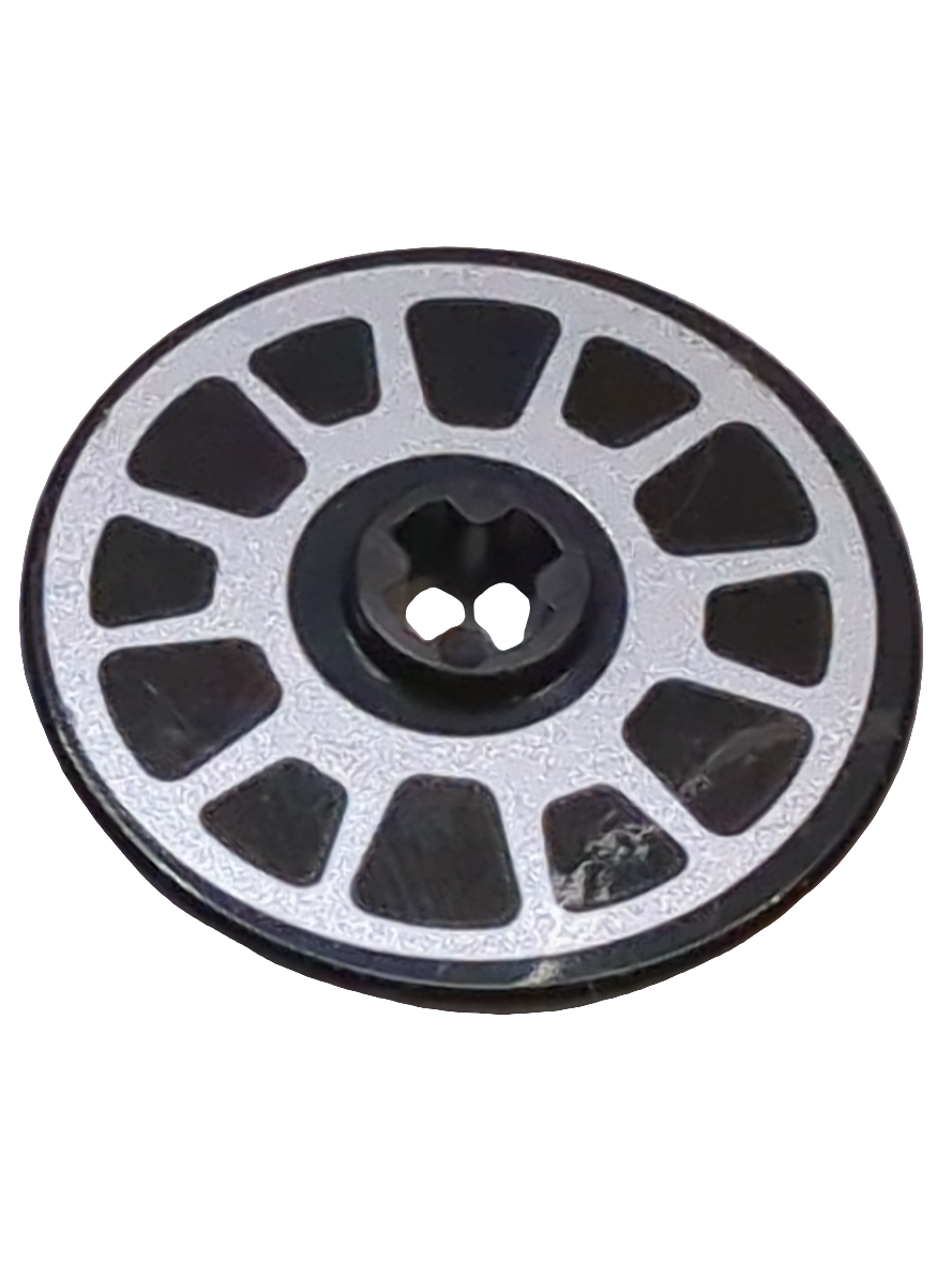 3x3 Technik Scheibe beklebt with Silver Rim with 12 Spokes Pattern (Sticker) - Set 42047 schwarz