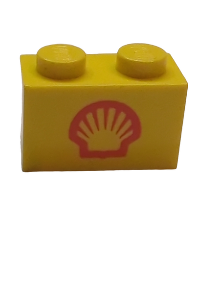 1x2 Stein bedruckt mit Shell Logo I Small Pattern gelb