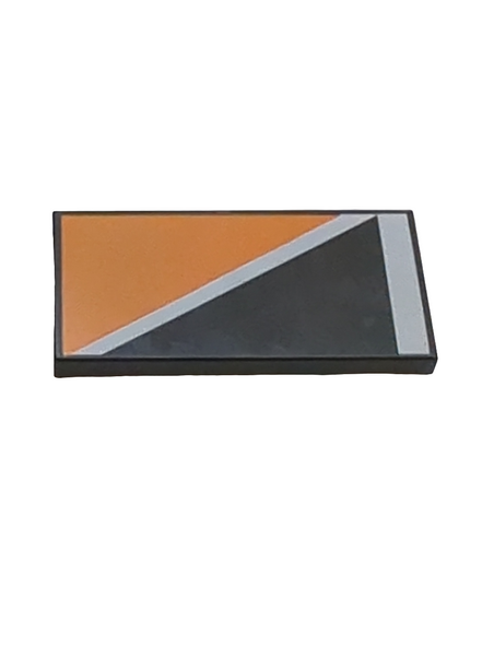 2x4 Fliese bedruckt mit Orange Triangle at Upper Right of Diagonal White Line Pattern schwarz