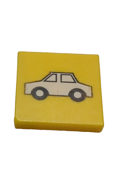 2x2 Fliese bedruckt with White Car Pattern gelb yellow