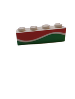 1x4 Stein bedruckt mit Red and Green Waves (Octan Fuel) Pattern weiß white