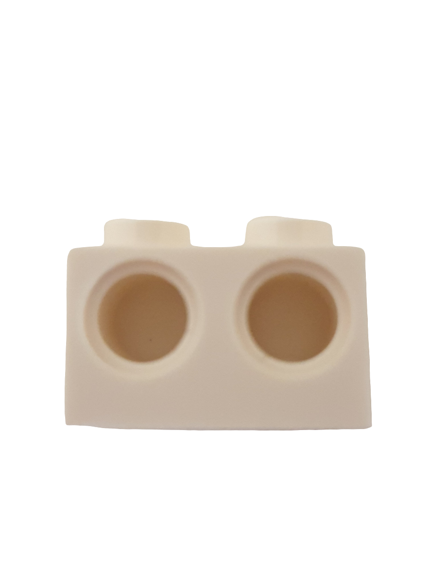 1x2 Technik Stein (2 Löcher) weiß white