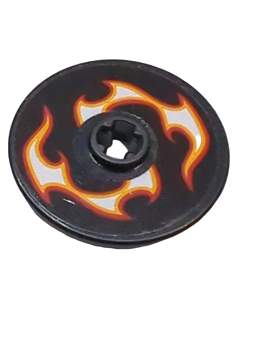 3x3 Technik Scheibe beklebt with Red, Orange and White Flames Pattern Model Left Side (Sticker) - Set 42046 schwarz