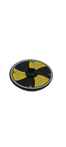 3x3 Technik Scheibe beklebt with Viking Shield Black / Yellow 6 Section Pattern (Sticker) - Sets 7016 / 7019 schwarz black