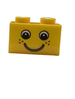 1x2 Stein bedruckt mit Eyes and Freckles and Smile Pattern gelb yellow