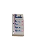 1x2 Fliese bedruckt with Notepad with Dark Blue List and Dark Pink Check Marks weiss white