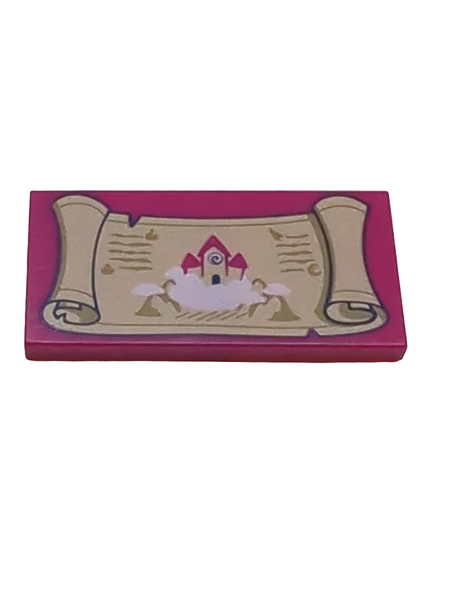 2x4 Fliese bedruckt mit Tan Scroll with House Pattern magenta