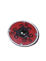 3x3 Technik Scheibe beklebt with Viking Shield Black Curly / Red Pattern (Sticker) - Sets 7016 / 7018 / 7019 / 7021 schwarz