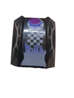 2x2 Bogenstein Motorhaube bedruckt mit Checkered Stripe and Flames Pattern (Spiky) schwarz black