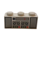 1x3 Stein bedruckt mit Radio and Tape Player Pattern weiss white