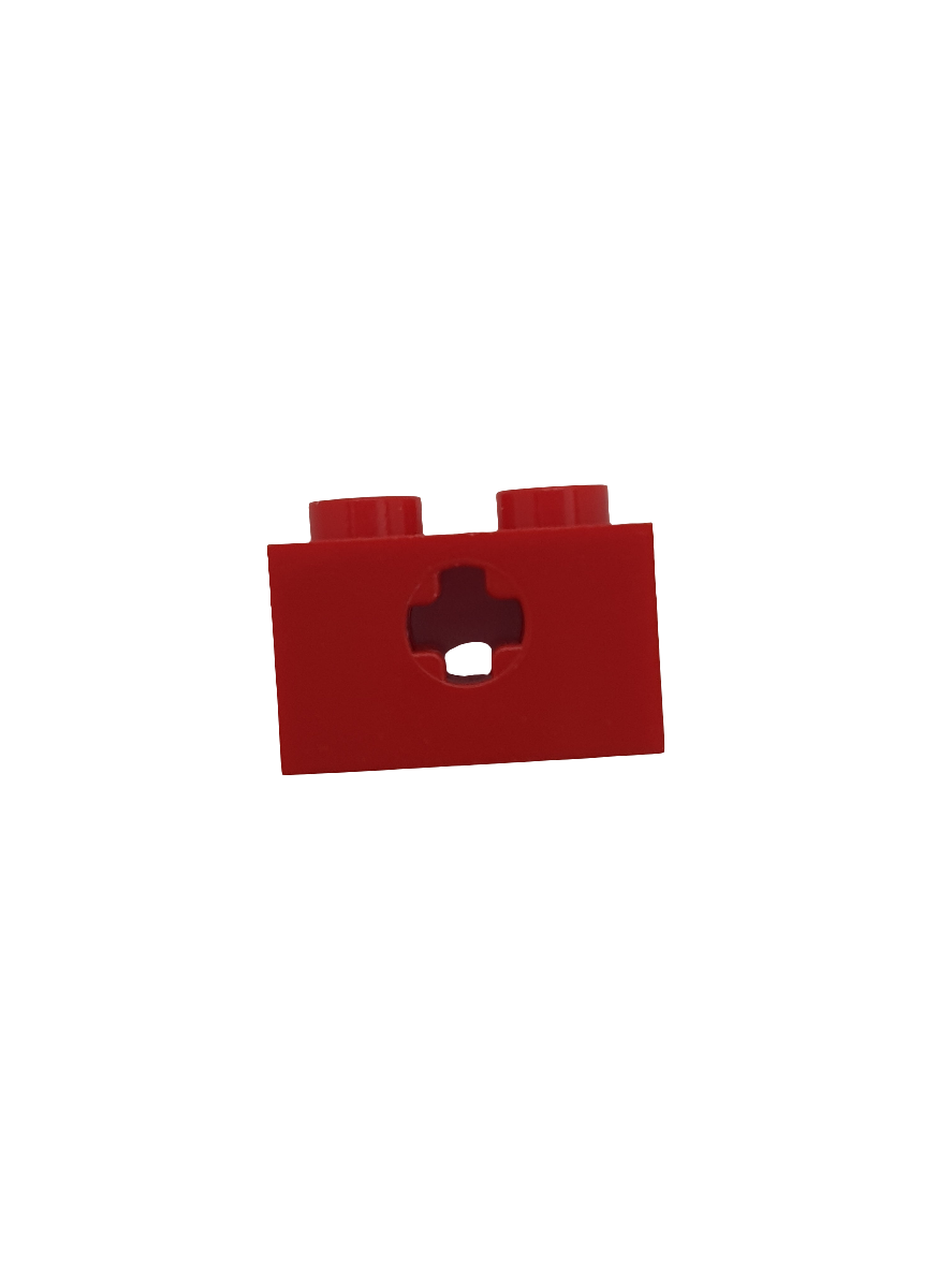 NEU Technik, Stein 1 x 2 mit Achsloch rot