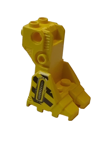 Stützfußplattform bedruckt mit schwarzen Gefahrenstreifen und silbernem Schlauchmuster auf beiden Seiten (Robot Diver) gelb yellow