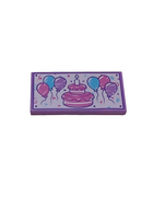 2x4 Fliese bedruckt mit 6 Balloons, Birthday Cake with Candle and Confetti Pattern lavendel (medium)