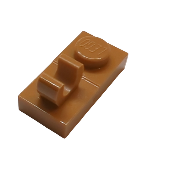 NEU Plate, Modified 1 x 2 with Clip with Center Cut on Top nougat medium nougat