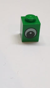 1x1 Stein mit schwarz-weißem Augen- und Pupillenmuster grün