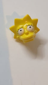 Minifigur, Kopf, modifiziertes Simpsons Lisa Simpson mit besorgtem Blickmuster gelb