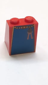 2x2x2 Schräge 65 ohne Bodenrohr mit Minifigurenkleid / Rock / Robe, blauem Paneel und Schlüsselmuster