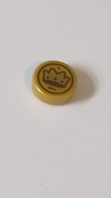 1x1 Fliese, rund  mit Kronenmünzen-Motiv in Gold und Dunkelbraun pearlgold