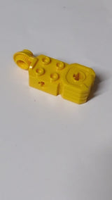 2x2 Technik Stein modifiziert mit Achsloch, Rotation Joint Ball Half (Vertical Side), Vertical Axle Hole End (Fist), hellorange