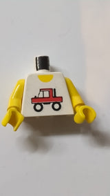 Torso Town Trucker Rotes LKW-Logo-Muster / Gelbe Arme / Gelbe Hände weiß