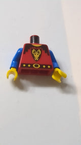 Torso Burg Drachenritter Drachengesicht auf Schildmuster / Blaue Arme / Gelbe Hände rot