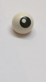 Technic-Kugelgelenk mit schwarzem Auge und Pupille oben links (Muster) weiß