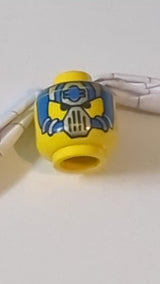 Minifigur, Alienkopf mit blauer und silberner Maske, Typ 1 gelb