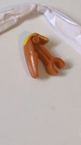 Minifigur, Kopf, modifizierter mechanischer „SW-Kampfdroide“ mit gelbem Abzeichenmuster dunkelorange