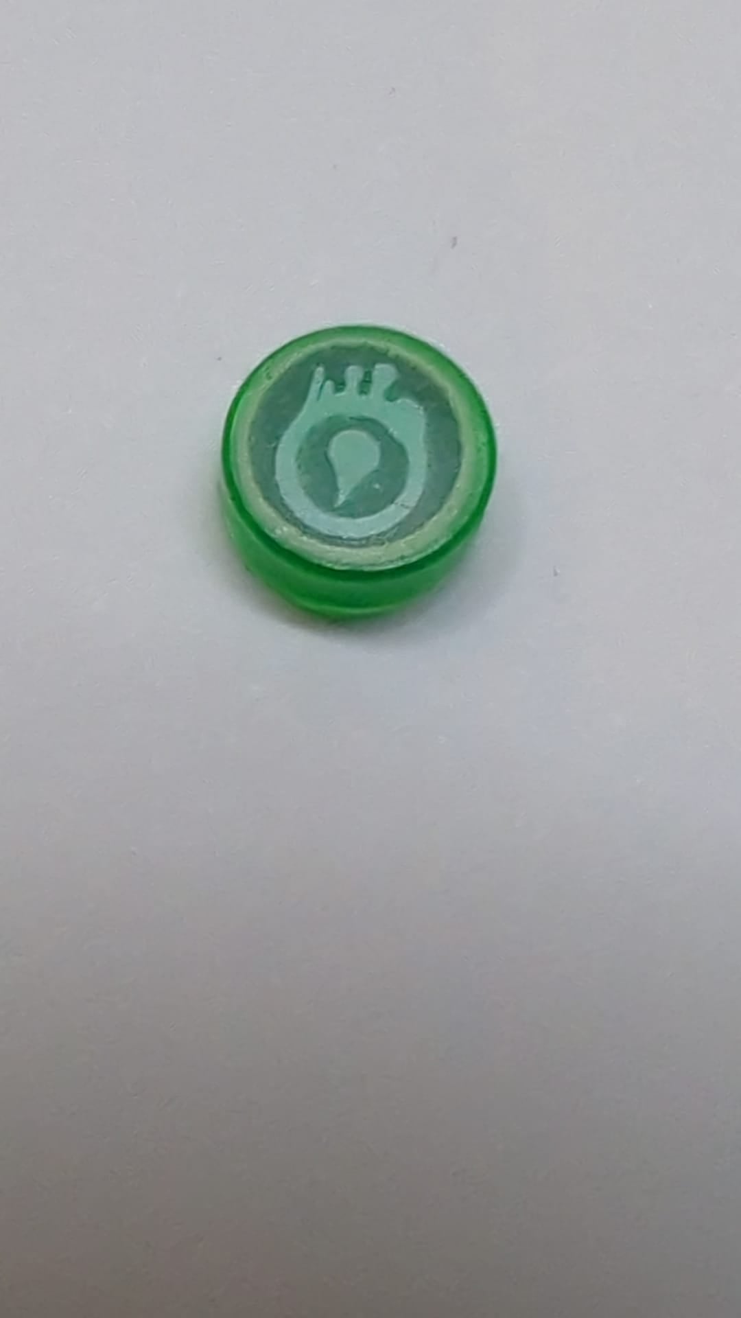 1x1 runde Fliese mit Ninjago-Venomari-Muster transparent grün
