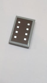 2x3 Kachel mit rötlich-braunen und silbernen Quadraten auf dunkelbraunem Hintergrundmuster „Minecraft Schild“ neuhellgrau