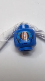 Minifigur, Alienkopf mit großem roten Auge in dunkelblauem Panel, goldenes Schaltkreismuster blau