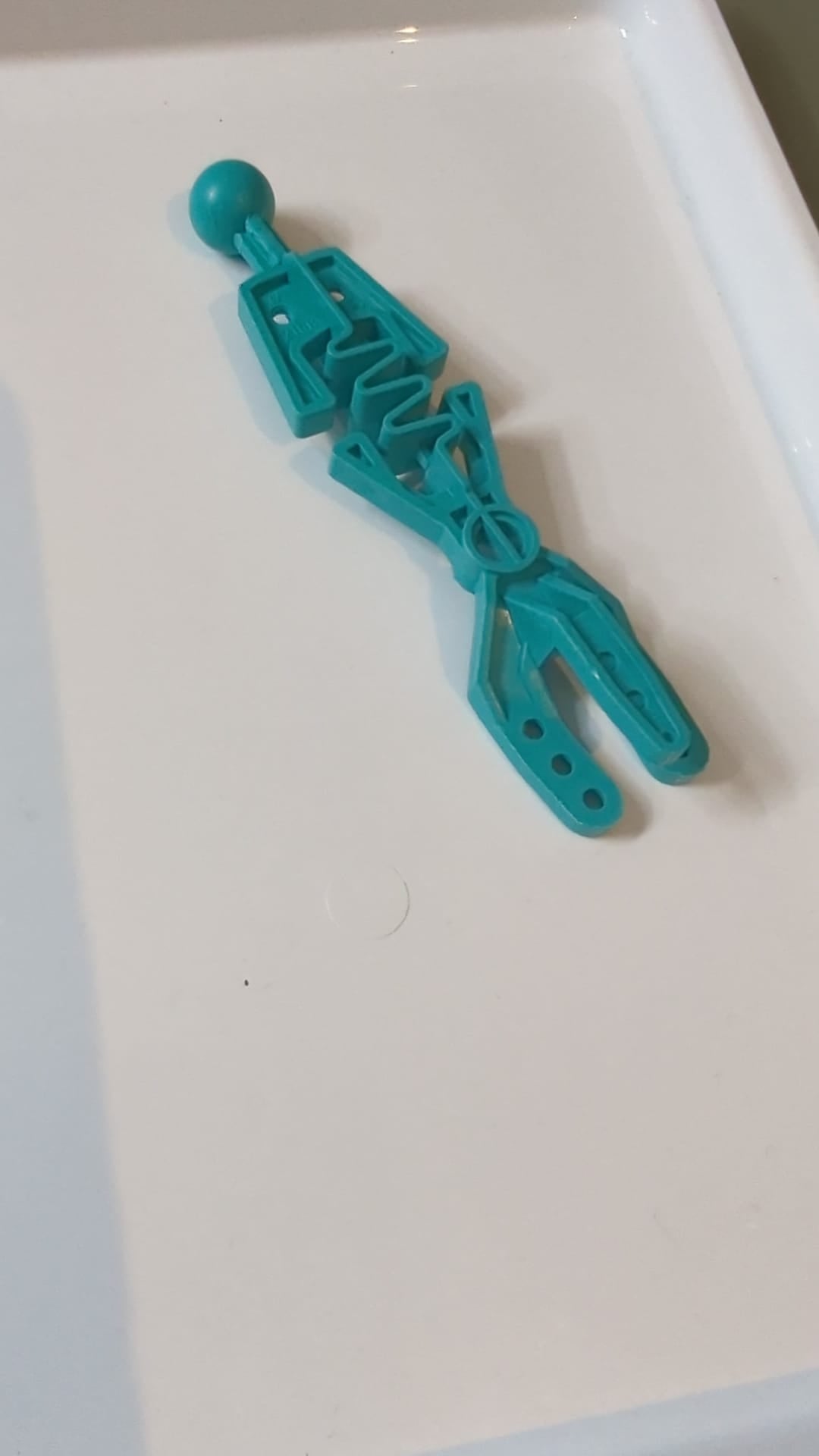 Technic Throwbot Arm gegabelt mit flexiblem Mittelteil und Kugelgelenk türkis