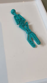 Technic Throwbot Arm gegabelt mit flexiblem Mittelteil und Kugelgelenk türkis