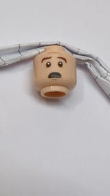 Minifigur, Kopf doppelseitig, braune Augenbrauen, weiße Pupillen, Lächeln mit Zähnen / Narbenmuster „Ray Stantz“ hellnougat (fleischfarben)