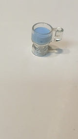NEU Minifigur, Zubehör Krug / Becher mit aufgedrucktem Getränkemuster in Hellblau transparent weiß