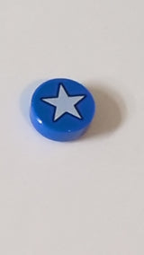 1x1 Fliese rund mit weißem Sternmuster blau