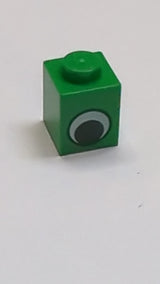 1x1 Stein mit schwarz-weißem Augenmuster ohne Pupille grün