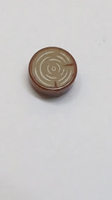 1x1 Fliese rund mit Baumstumpf-/Holzmaserung neubraun