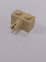 NEU Stein, modifiziert 1 x 2 mit Pin und Noppenhalter beige